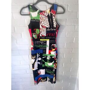 Codigo Unique Magazine Print Sleeveless Mini Dress Bold Graphic Statement Size S